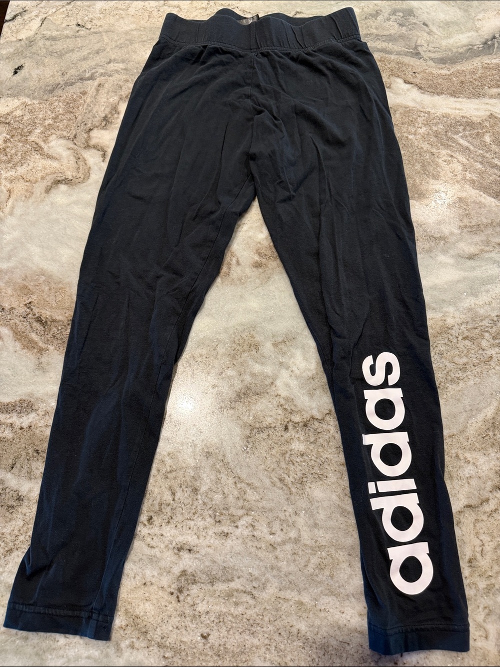 adidas Black Leggings with White Vertical Logo